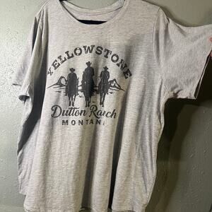 Yellowstone DUTTON RANCH MONTANA Unisex Grey 2XL t shirt Western Cowboy Horses